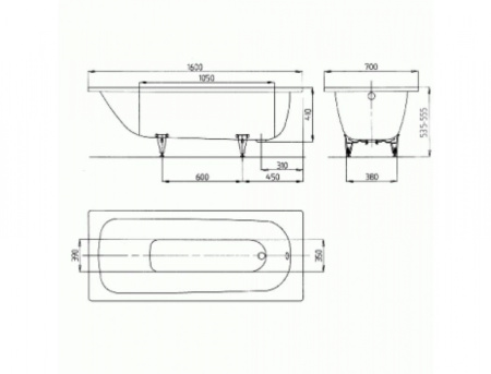 Стальная ванна Kaldewei SANIFORM PLUS 362-1 (160x70) 111700010001