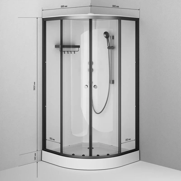 Душевая кабина (100х100) Am.Pm X-Joy W94C-401-100BT черный матовый