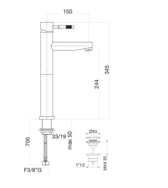 Смеситель для раковины Webert Rimini RI830402010, золото