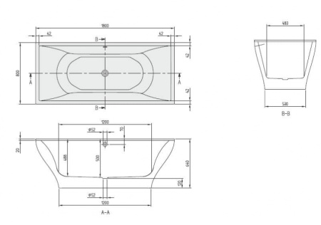 Ванна квариловая Villeroy & Boch La Belle 180х80 со сливом-переливом (UBQ180LAB2PDV-01)