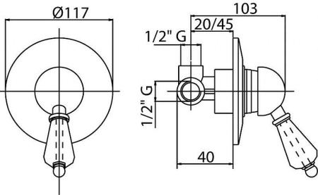 Смеситель для душа Cezares ELITE ELITE-DIM-01-Bi