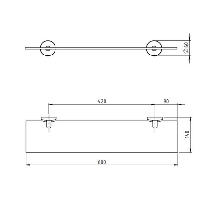 Полка стеклянная Novaservis Metalia 6140.0