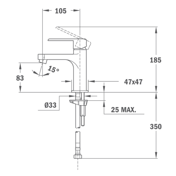 Смеситель для раковины с донным клапаном Teka Nexos 663450200 хром