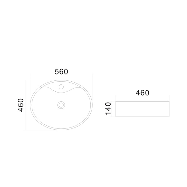 Раковина накладная (56х46) Am.Pm Am.Pm Universal C8FC1X056GWOV