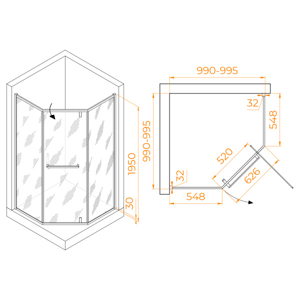 Душевой уголок (100х100) RGW Hotel HO-84-Gb 350608400-026 матовое