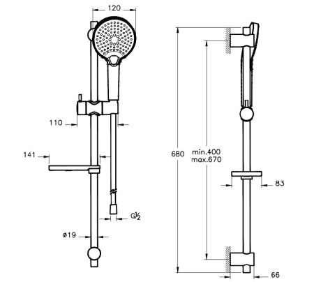 Душевой гарнитур Vitra Shower Sets A45743EXP, хром 