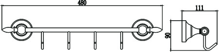 Планка с крючками 4 крючка Savol 68b S-06874B