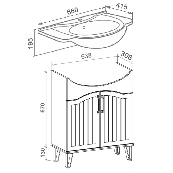 Тумба под раковину Runo белая Марсель 65 (00-00001200)