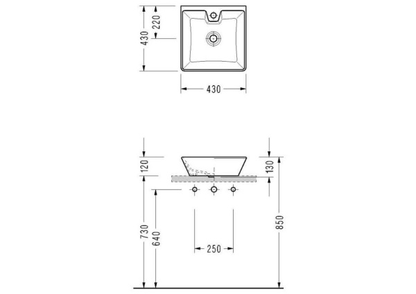 Раковина накладная (43х43) Serel 2014