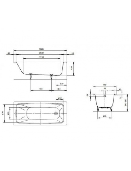 Стальная ванна (160х70) Kaldewei Cayono Star 754 Standard 275400010001