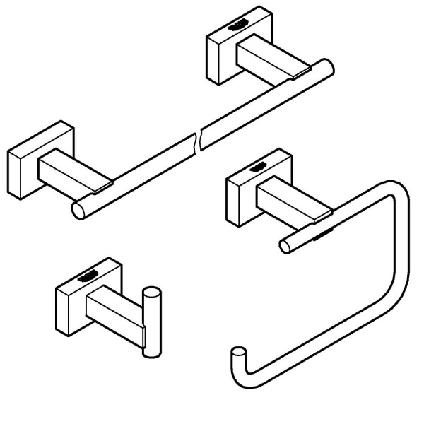 Набор аксессуаров GROHE Essentials Cube (3 предмета) 40777 001 (40777001) хром  Набор аксессуаров GROHE Essentials Cube (3 предмета) 40777 001 (40777001) хром