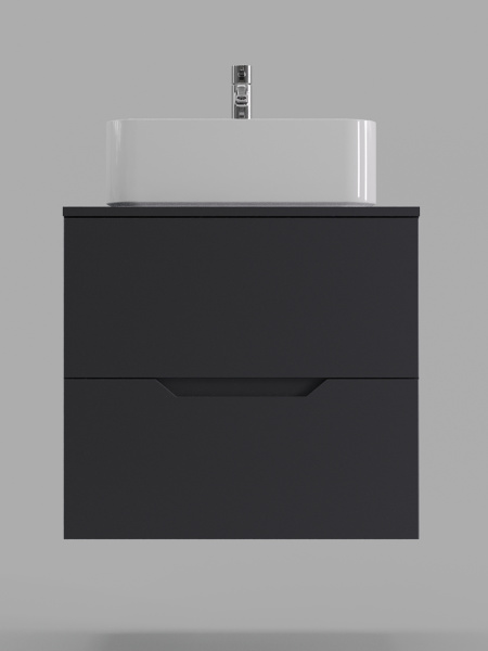 Тумба с раковиной подвесная 60 см Orange Line Li-60TugMDF+B02-460W графит/белый