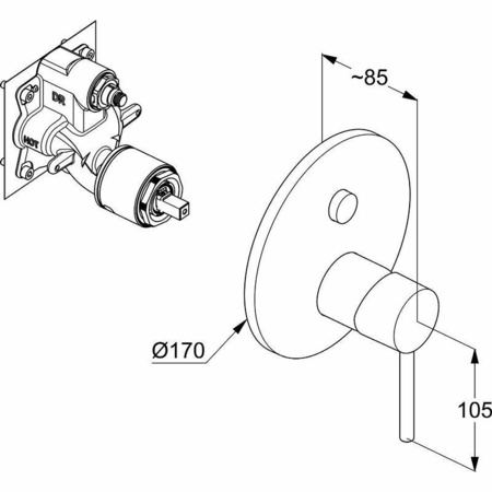 Встраиваемый смеситель для ванны Kludi Bozz 38659N076