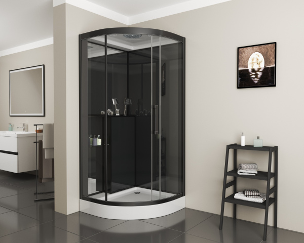 Душевая кабина (100х100) Grossman  GR260 раздвижная, черный, прозрачный