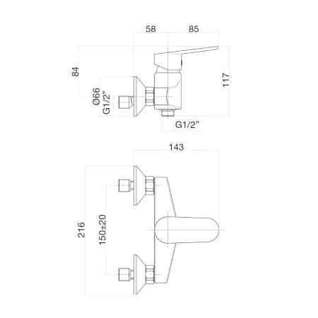 Смеситель для душа Webert Sax Evolution SE870101015, хром