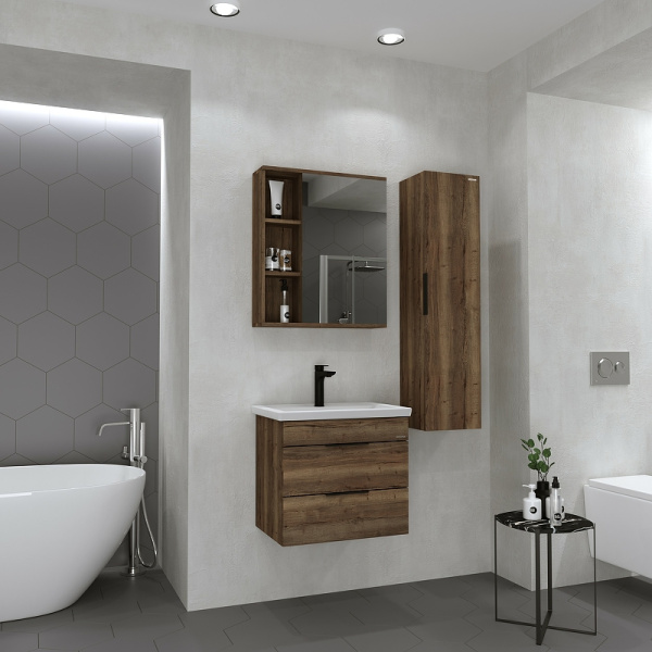 Тумба подвесная Grossman ФОРТА-70 см 1070032 с 2-я ящ, темный дуб