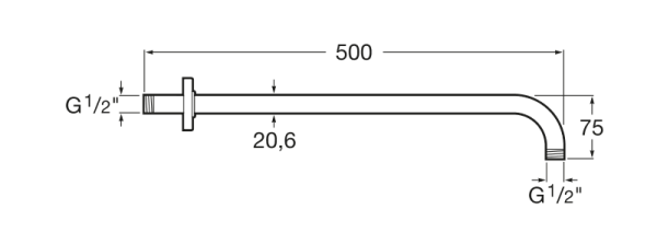 Душевой кронштейн настенный 500мм  Roca Aqua 5B0350C00