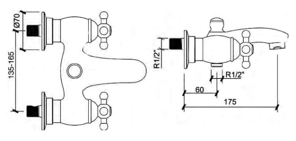 Смеситель для ванны VITRA Assos A41201EXP