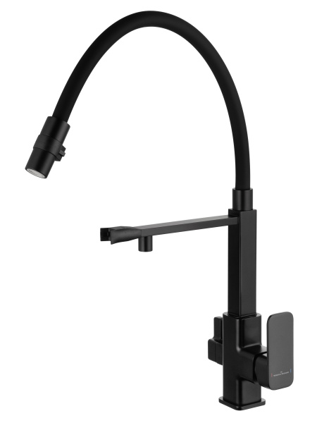 Смеситель для кухни с гибким изливом и подключением фильтра WONZON & WOGHAND, черный матовый WW-88458012-MB Смеситель для кухни с гибким изливом и подключением фильтра WONZON & WOGHAND, черный матовый WW-88458012-MB