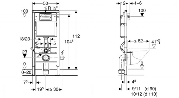 Комплект унитаз с инсталляцией Geberit Acanto 500.128.21.A
