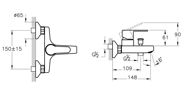 Смеситель для ванны и душа Vitra Win S A42676EXP  хром
