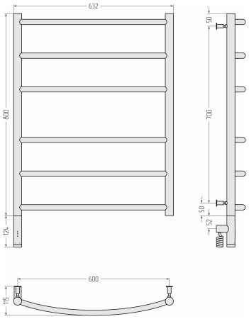 Полотенцесушитель электрический Сунержа Галант 3.0 (80х60) 051-5800-8060 левый
