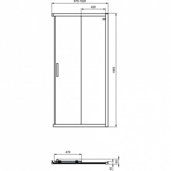 Реверсивная панель-дверь Ideal Standard CONNECT 2 Corner Square/Rectangular (100) K9262V3, черный 