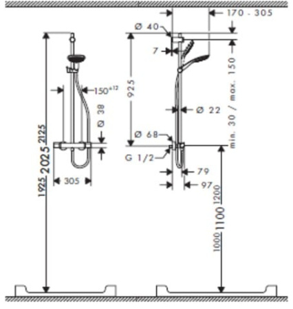 Душевой гарнитур Hansgrohe Raindance Select E 27293000
