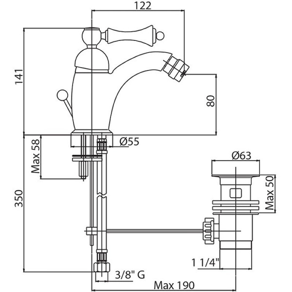 Смеситель для биде Cezares Margot MARGOT-BSM1-03/24-Bi