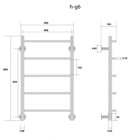 Полотенцесушитель электрический Energy H 80x40 (G6 прямая) EETR0000H0804000000