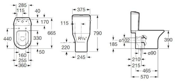 Чаша для унитаза-компакта Roca Nexo 342640000