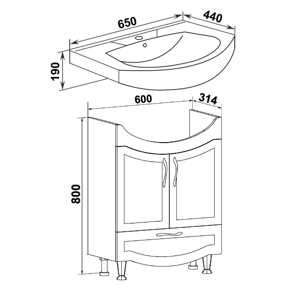 Тумба под раковину Runo  Неаполь 65 (00-00001033)