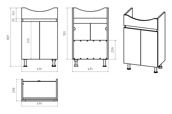 Тумба под раковину Misty Поло 50 О-Пол07060-0142ДП