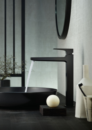 Смеситель для раковины с донным клапаном Push-Open Hansgrohe Metropol 32512670 черный матовый