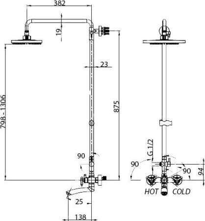 Душевая система Kaiser Trio 57288Br, бронза