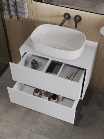 Тумба с раковиной подвесная 75 см, Orange Otto Ot-75TuMDF+B07-540W белый глянец