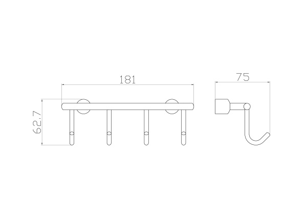 Вешалка с 4 крючками для ванной WONZON & WOGHAND, хром WW-9382-4