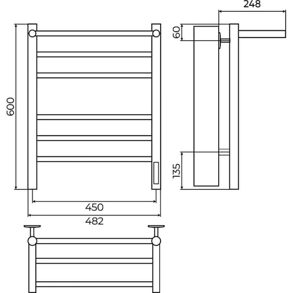 Полотенцесушитель электрический с полкой (45х60) П6 Terminus Аврора 4670078556783 белый