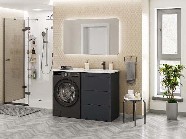 Тумба с раковиной под стиральную машину Brevita Grafit 60 УТ000015422