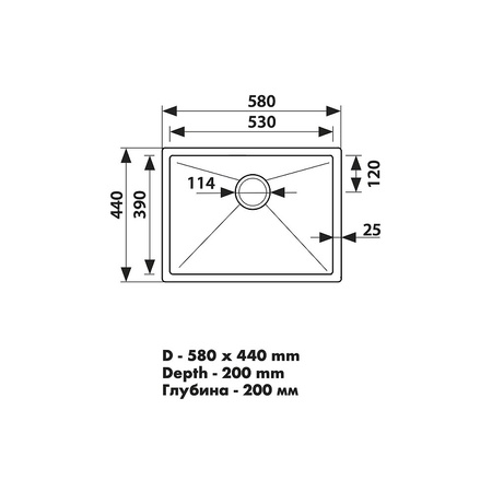 Мойка кухонная KAISER 44x58x20 сталь (KSM-5844)