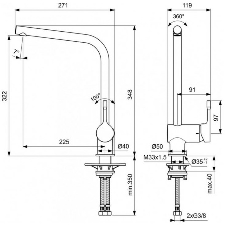 Смеситель для кухни Ideal Standard Ceraline BC174XG