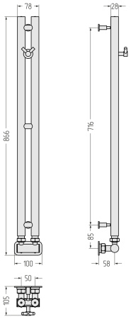 Полотенцесушитель водяной (84х5) Сунержа Нюанс EU50+ 051-0212-0840