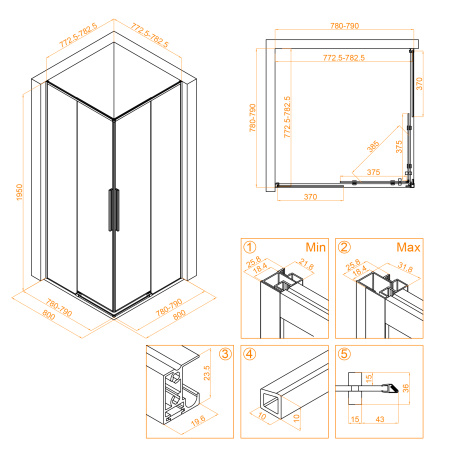 Душевой уголок (80х80) RGW Stilvoll SV-31 G 32323188-16 прозрачное