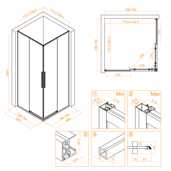 Душевой уголок (80х80) RGW Stilvoll SV-31 B 32323188-14