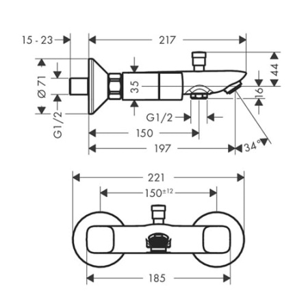 Смеситель для ванны Hansgrohe Logis 71243000