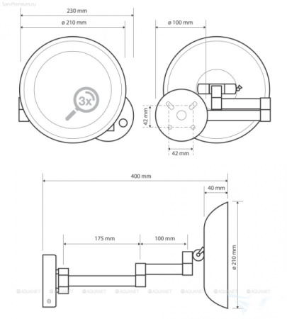 Косметическое зеркало с подсветкой Bemeta 116101802