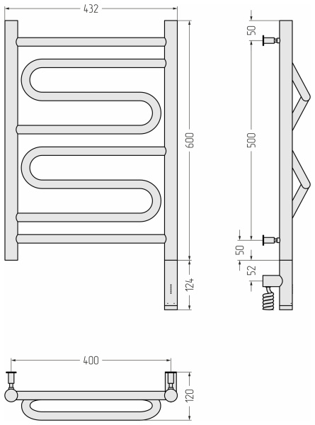 Полотенцесушитель электрический (60х40) Cунержа Элегия 3.0 31-5819-6040 правый