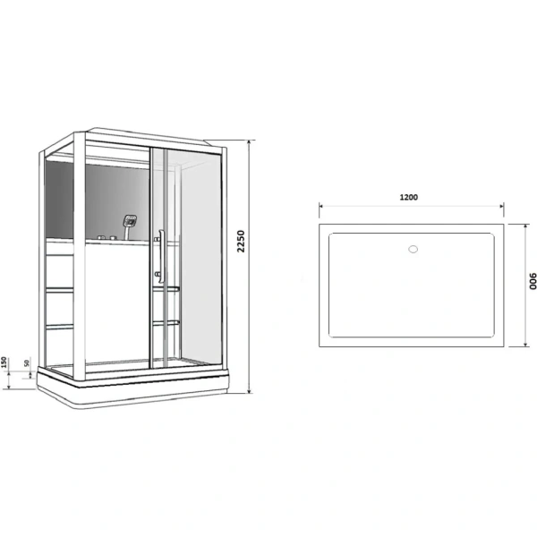 Душевая кабина (90х120) Grossman  GR127R раздвижная, белый, прозрачный