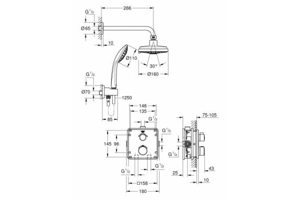 Душевой комплект Grohe Grohtherm 34735 000 (34735000) хром