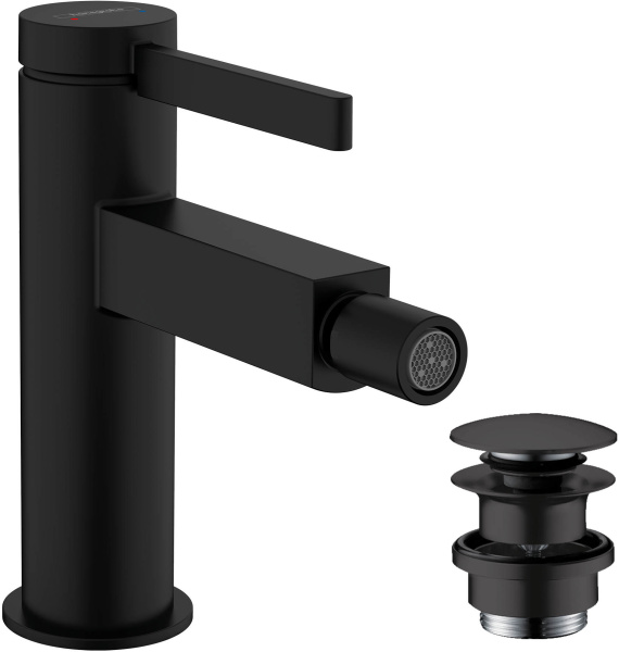 Смеситель для биде с донным клапаном Push-Open Hansgrohe Finoris 76200670 черный матовый